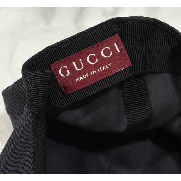 Gucci Unisex Cotton Adjustable Script Logo Black Baseball Cap Hat Large